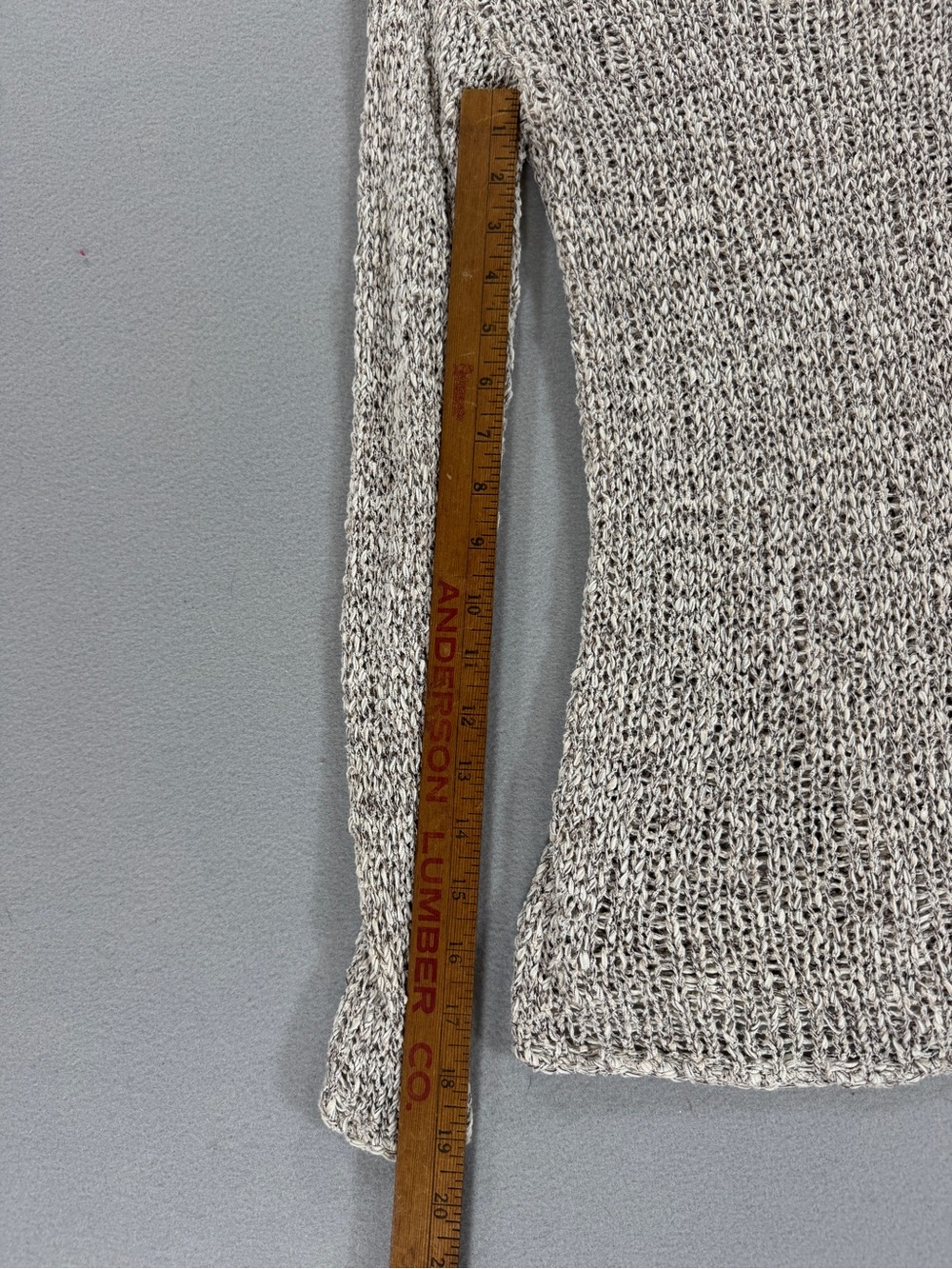 Caslon Open Knit Marled Cotton Blend Sweater XS Beige Oatmeal Scoop Neck Beach - Picture 6 of 10